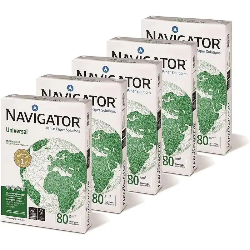 5 Paquetes Papel Navigator Universal X 500 Hojas a4 80 Gr Blanco Envío Gratis