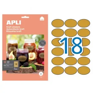 A Buen Precio APLI BLISTER 10 HOJAS ETIQUETA KRAFT PARA TINTA 63.5X42.3MM - 17378